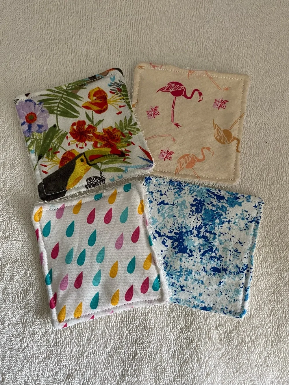 Reusable makeup  remover cloth pads with tropical/beach print